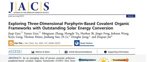 Breakthrough Progress: 3D Porphyrin-Based Covalent Organic Frameworks Achieve Efficient Solar Energy Conversion