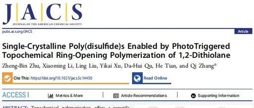 Single-Crystalline Poly(disulfide)s Enabled by Photo-Triggered Topochemical Ring-Opening Polymerization of 1,2-Dithiolane