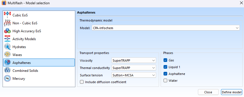 Model Definition and Simulation of Asphaltene Fluid in Multiflash: Part Two