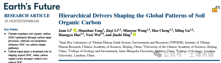 Hierarchical Drivers Shaping the Global Patterns of Soil Organic Carbon