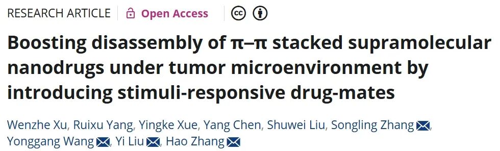 Boosting Disassembly of π–π Stacked Supramolecular Nanodrugs under Tumor Microenvironment by Introducing Stimuli-Responsive Drug-Mates