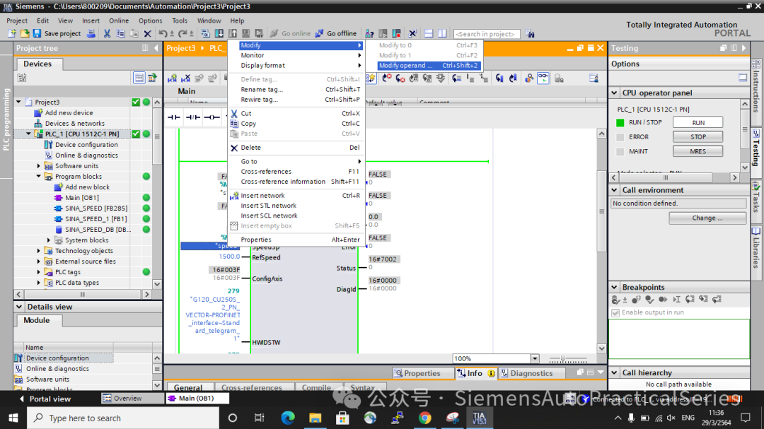 Controlling Siemens Three-Phase Asynchronous Motor with S7-1500 PLC