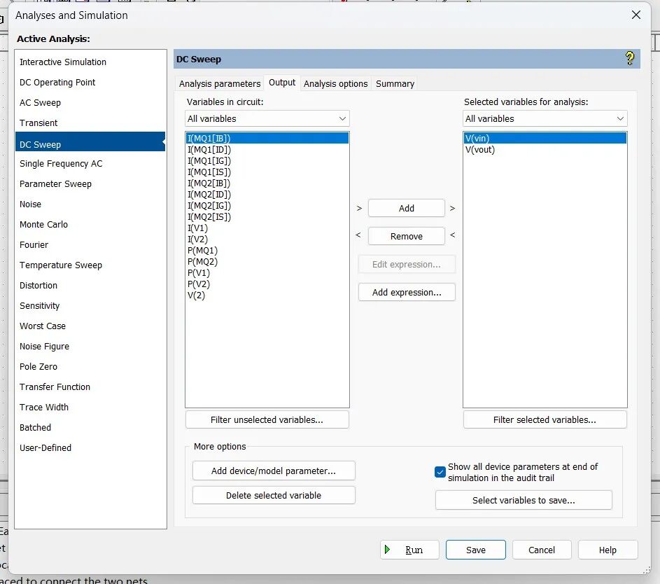 CMOS Inverter Simulation in NI Multisim