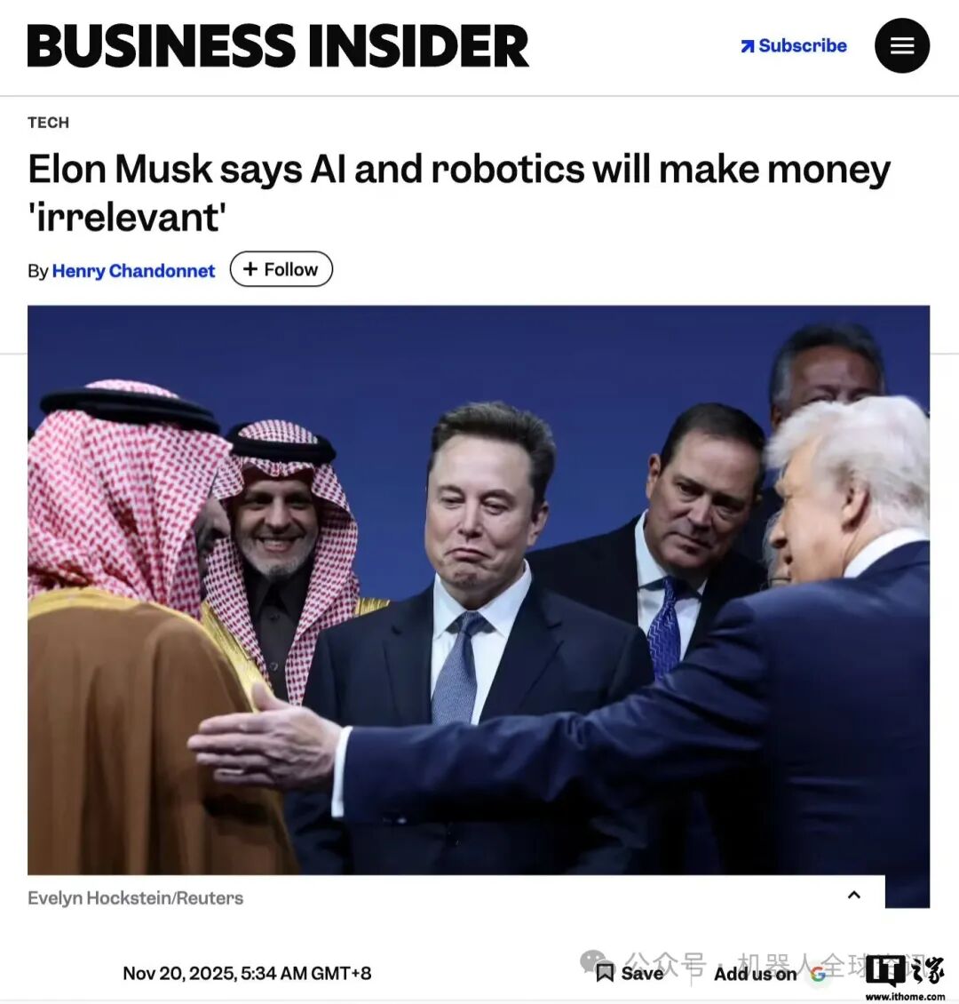Elon Musk: AI and Robots Will Render Money Irrelevant, Making Work Optional