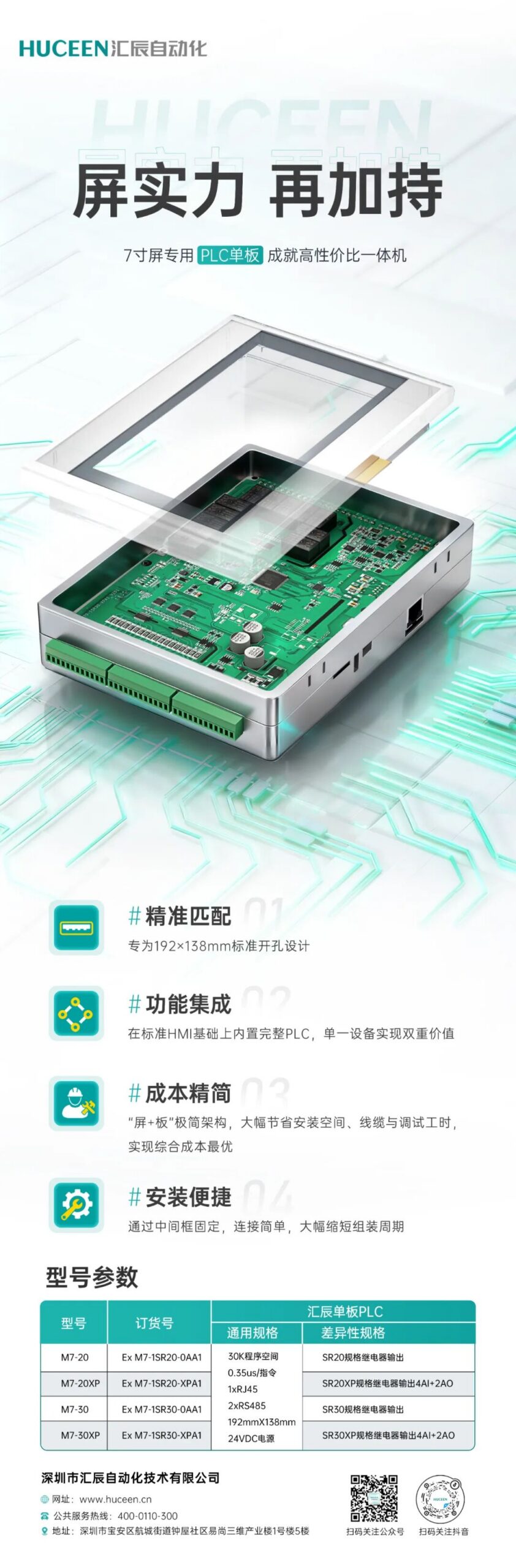 Huichen New Product | 7-Inch Screen Dedicated PLC Single Board