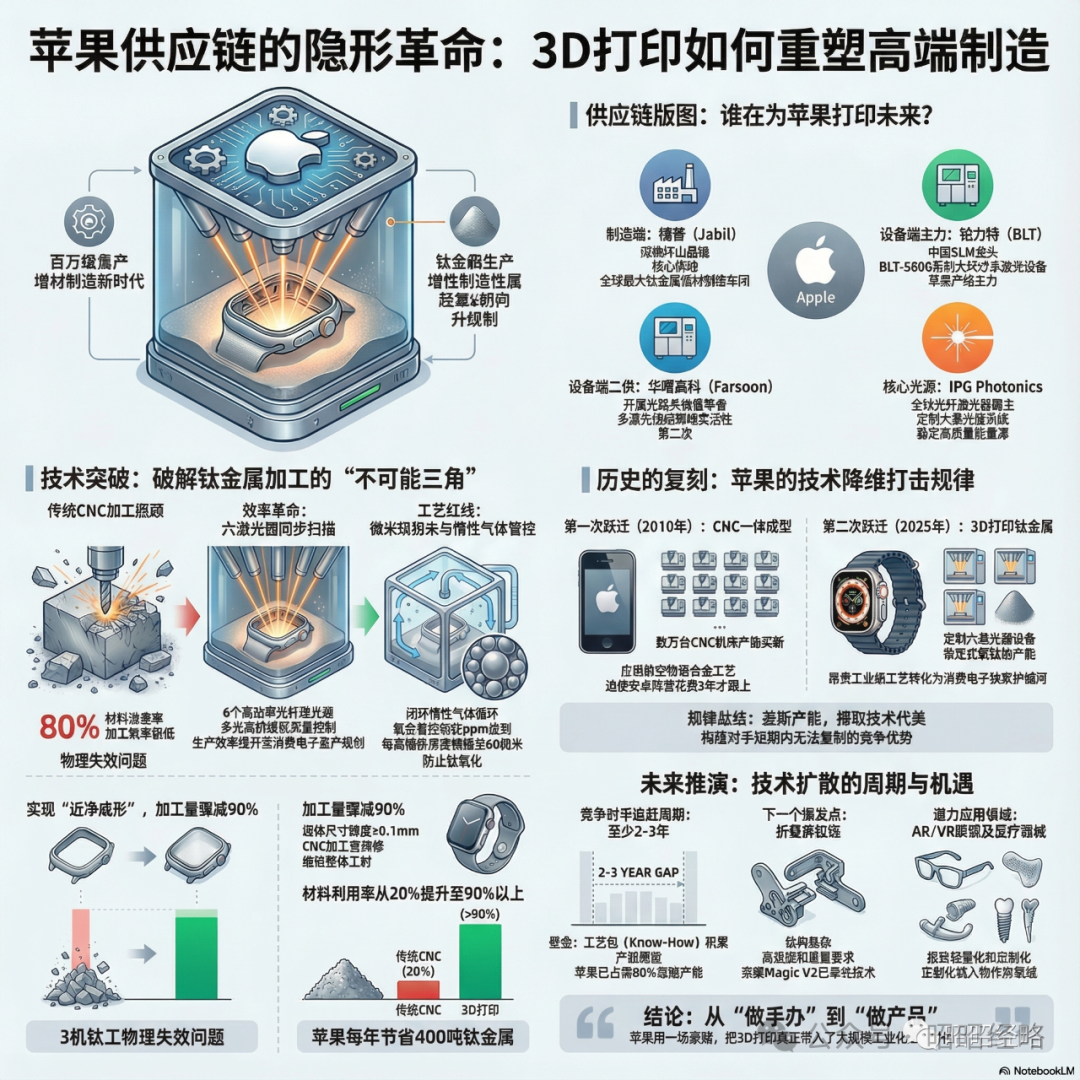 Apple's 3D Printing Mass Production Unveiled: Six Lasers, Recycled Titanium, and Breakthroughs in the Chinese Supply Chain