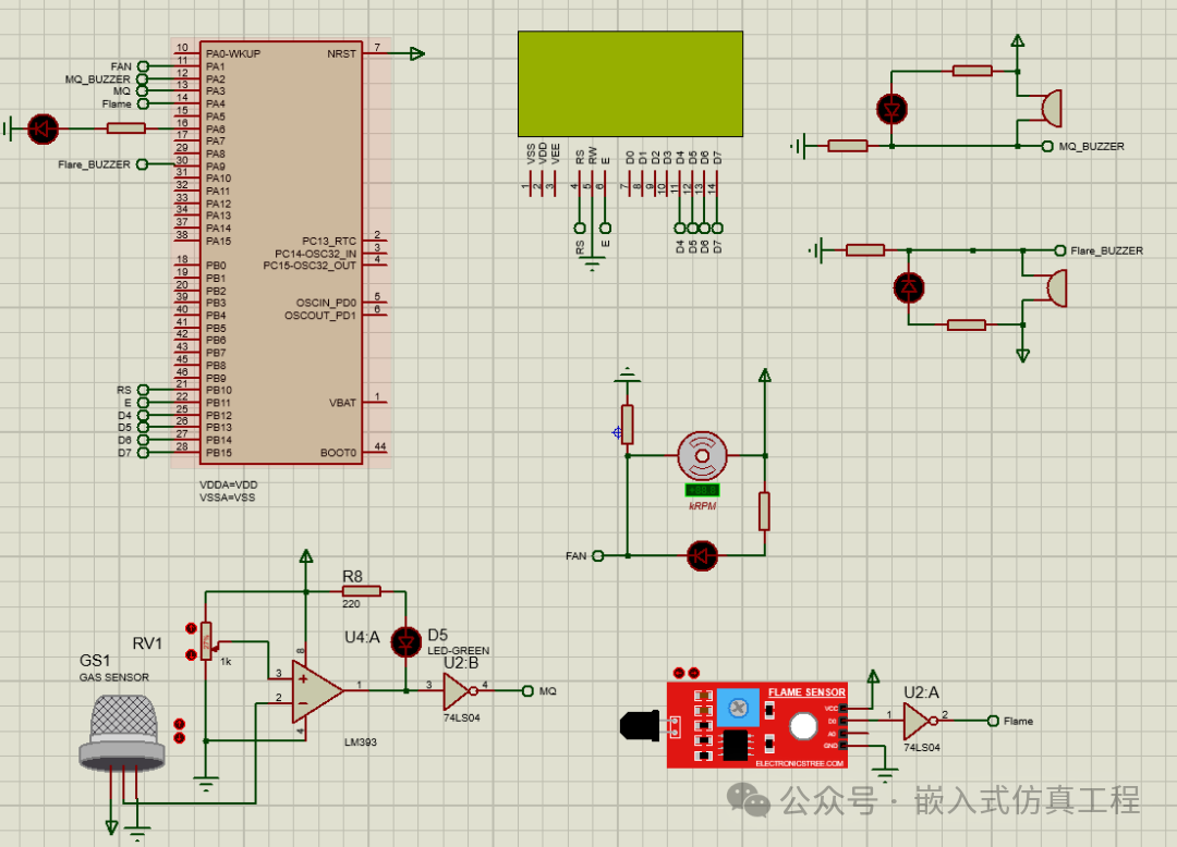 Gas Leak and Fire Alarm System Simulation Based on STM32