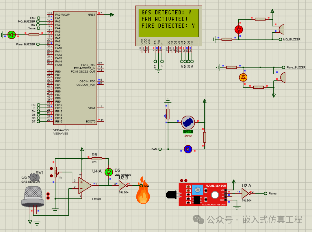 Gas Leak and Fire Alarm System Simulation Based on STM32