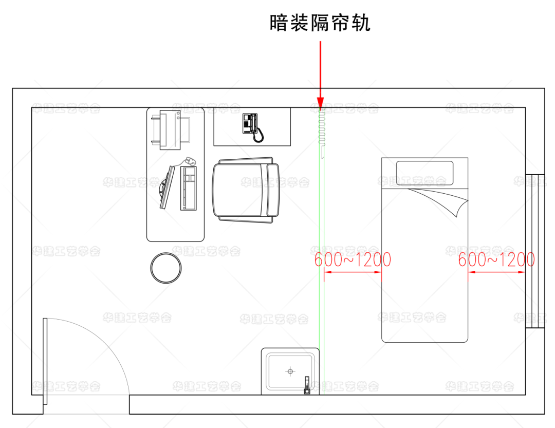 General Construction Drawings for Embedded Tracks in Hospital Wards