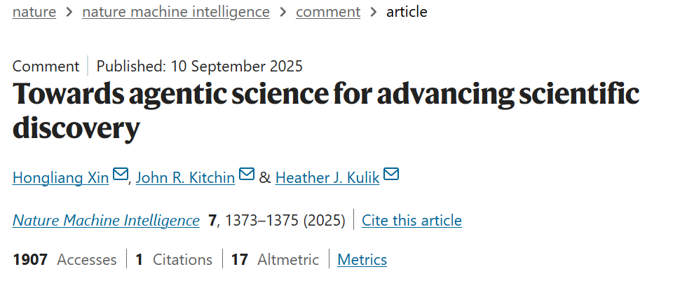 Nature and Machine Intelligence: A New Paradigm for Scientific Discovery in the Era of AI Agents