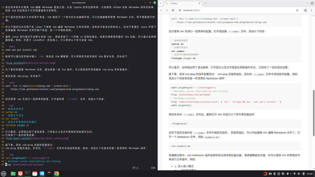 Using Vim and Markdown on Linux