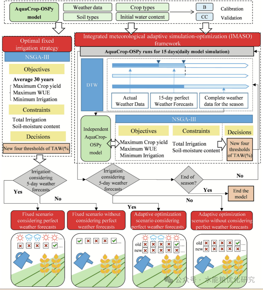 An Integrated Meteorological Adaptive Simulation-Optimization Framework for Real-Time Irrigation Scheduling Considering Perfect Weather Forecasts